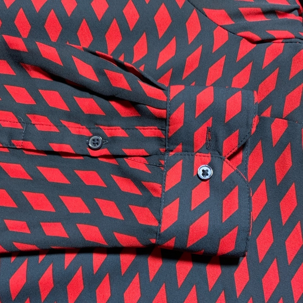 Banana Republic Red and Black Geometric Shirt - Picture 6 of 8